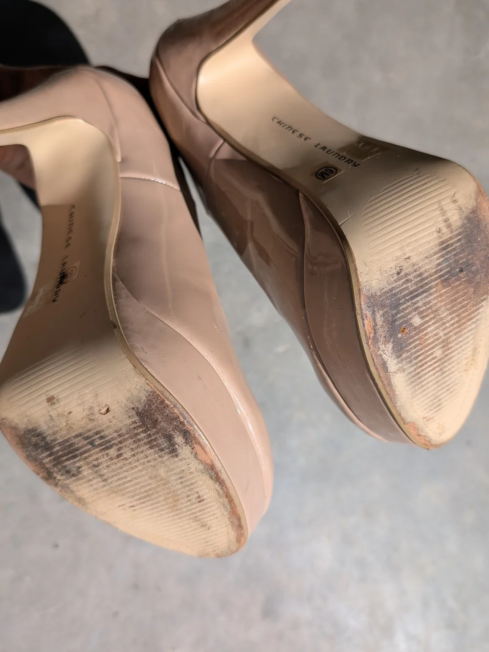 Chinese Laundry Nude Patent Round-Toe High Heels